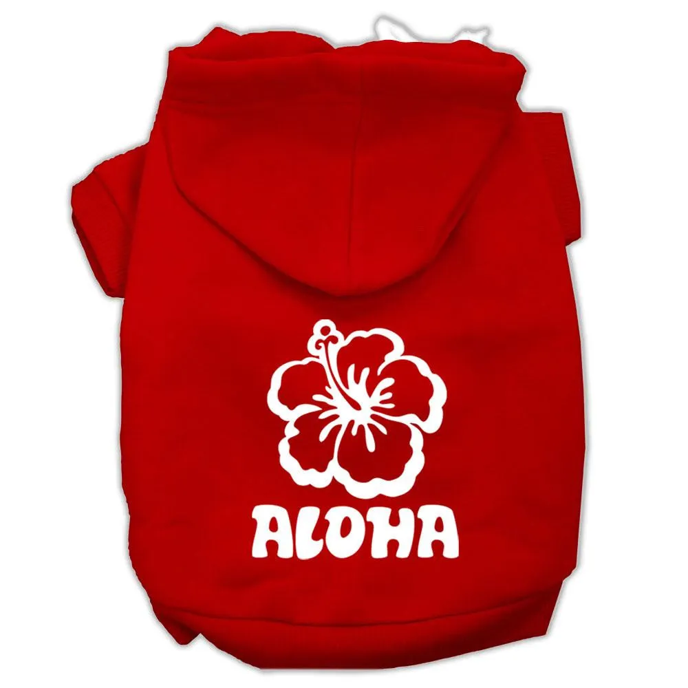 Aloha Flower Screen Print Pet Hoodies Red Size XL (16)