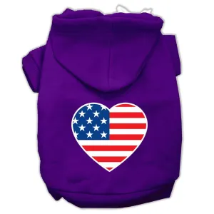 American Flag Heart Screen Print Pet Hoodies Purple Size XXL (18)