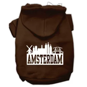 Amsterdam Skyline Screen Print Pet Hoodies Brown Size XXL (18)