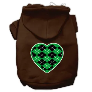 Argyle Heart Green Screen Print Pet Hoodies Brown Size XL (16)