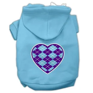 Argyle Heart Purple Screen Print Pet Hoodies Baby Blue Size XXXL (20)