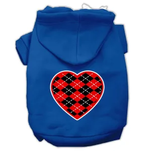 Argyle Heart Red Screen Print Pet Hoodies Blue Size Lg (14)