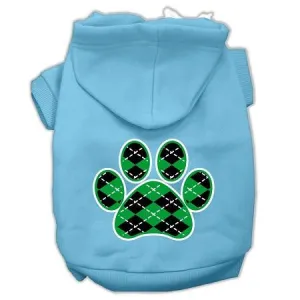 Argyle Paw Green Screen Print Pet Hoodies Baby Blue Size Sm (10)