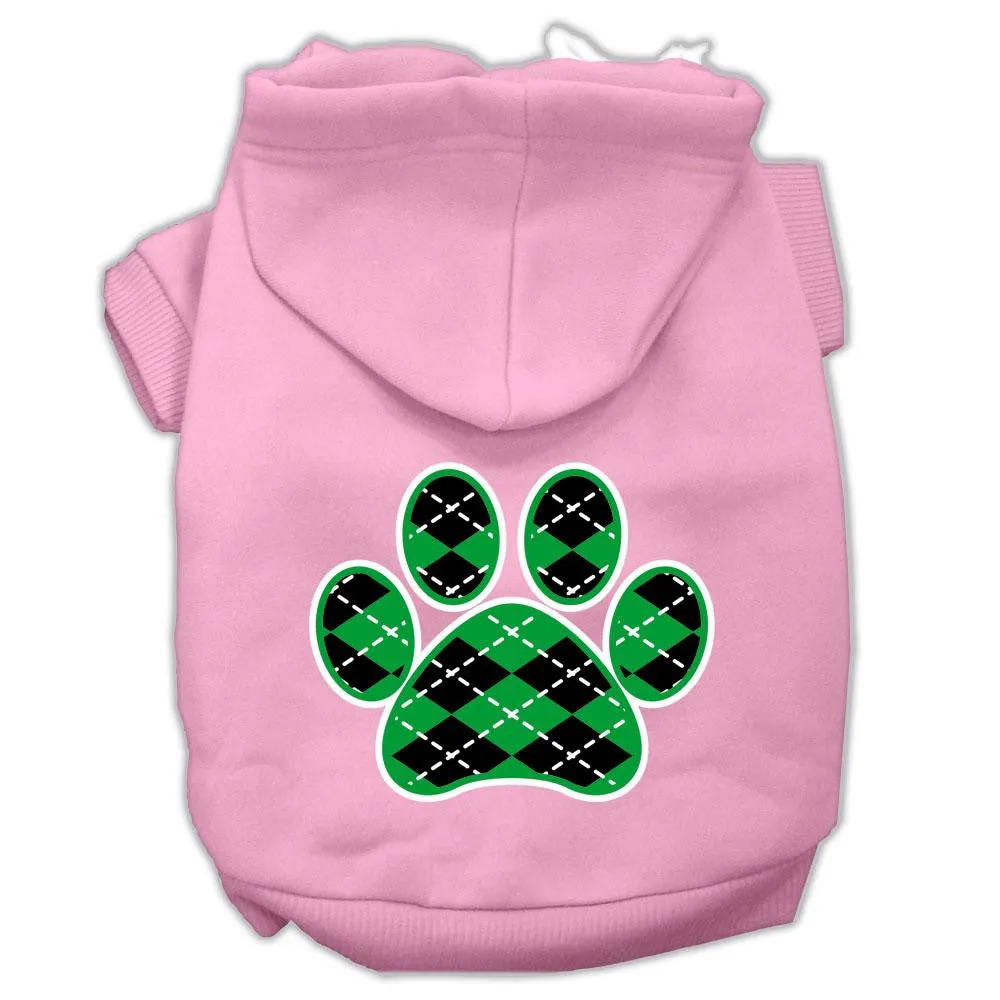 Argyle Paw Green Screen Print Pet Hoodies Light Pink Size Lg (14)