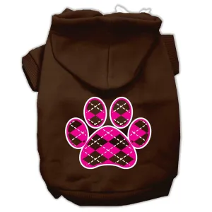 Argyle Paw Pink Screen Print Pet Hoodies Brown Size XXXL (20)