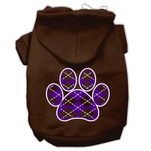 Argyle Paw Purple Screen Print Pet Hoodies Brown Size XXXL (20)