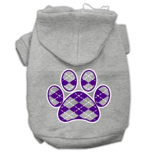 Argyle Paw Purple Screen Print Pet Hoodies Grey Size Xxxl (20)