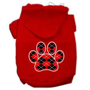 Argyle Paw Red Screen Print Pet Hoodies Red Size XS (8)