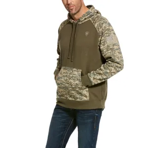 Ariat® Men's Patriot Sage Green Digital Camo Flag Hoodie 10027982