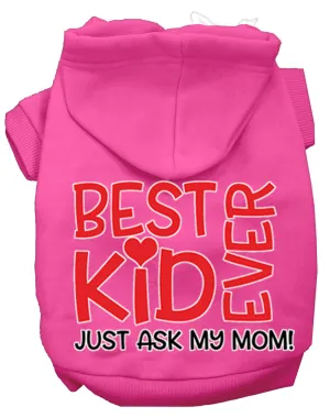 Ask My Mom Screen Print Dog Hoodie Bright Pink S