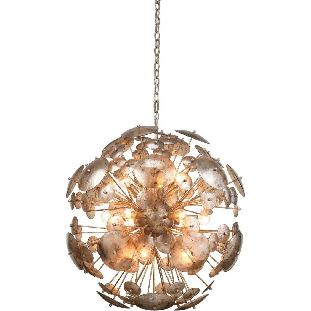 Champagne Iron and Glass Constellation Round Chandelier