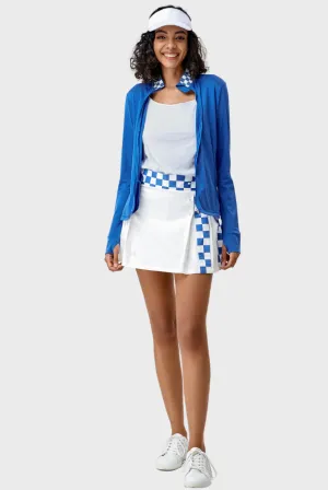 Checker Full-Zipper Long sleeves Top