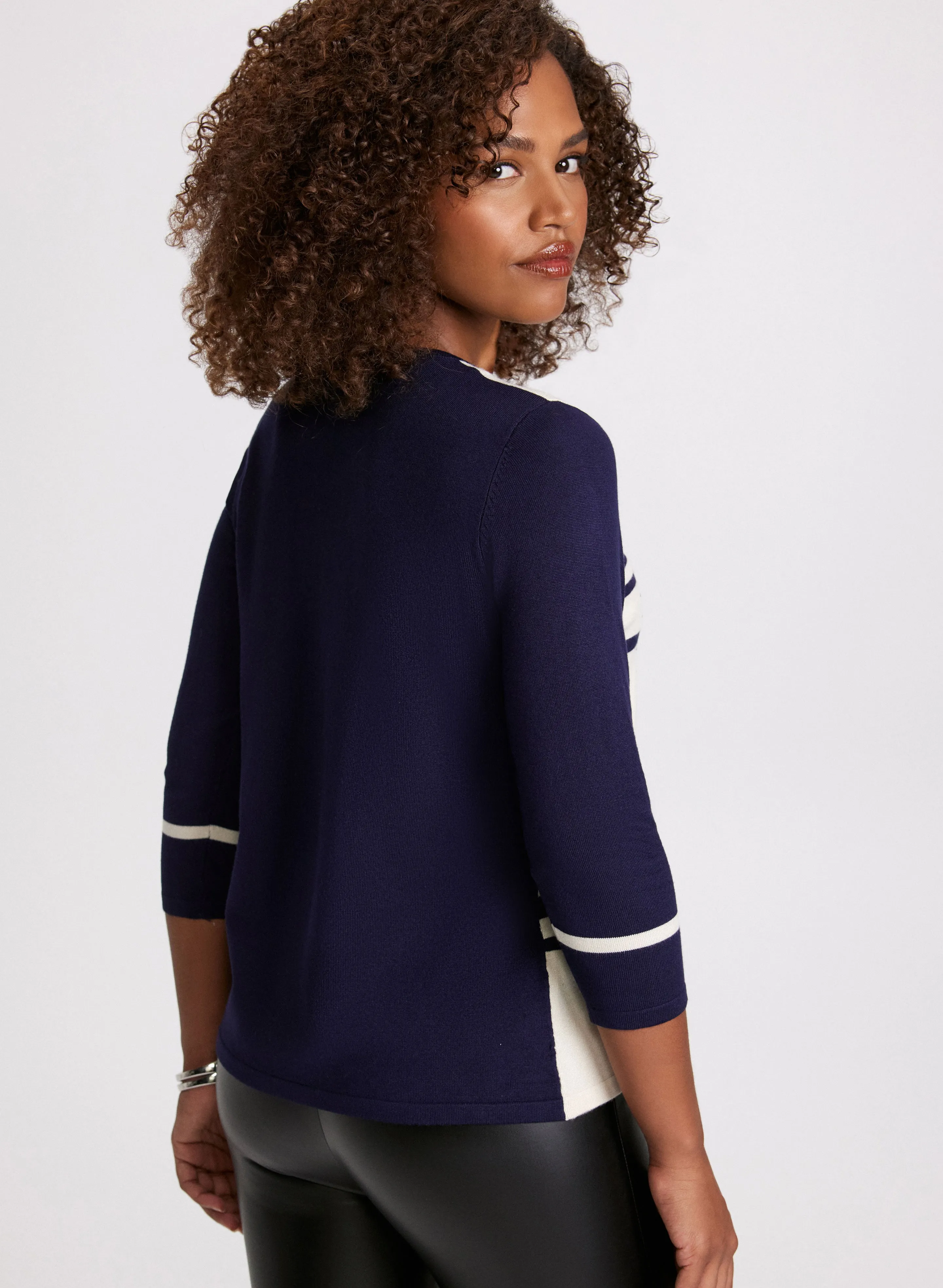 Colour Block Stone Embellished Sweater