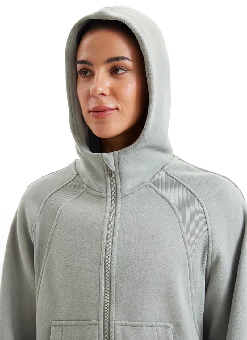 Fleece Lined Full Zip Hoodies with Thumb Holes