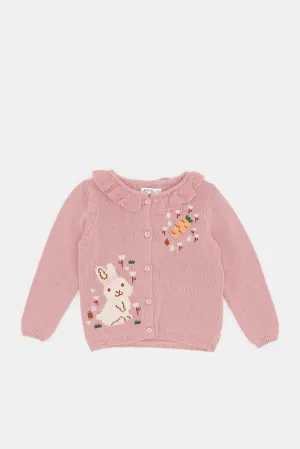 Infant Girls Pink Embellished Cardigan