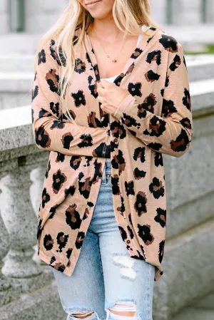 Leopard Open Front V-Neck Cardigan