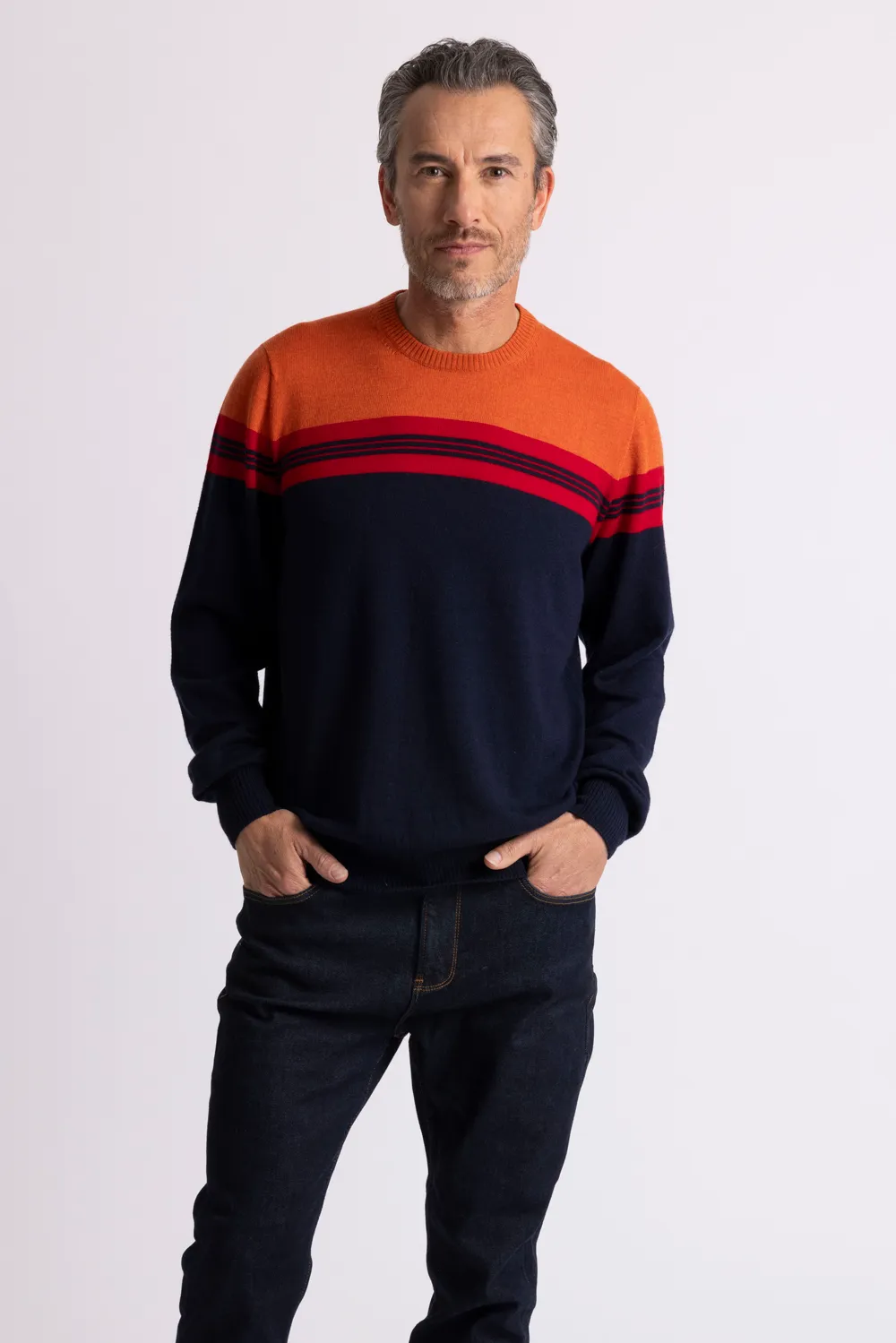 MEN'S  VARIEGATED CREW NECK JUMPER