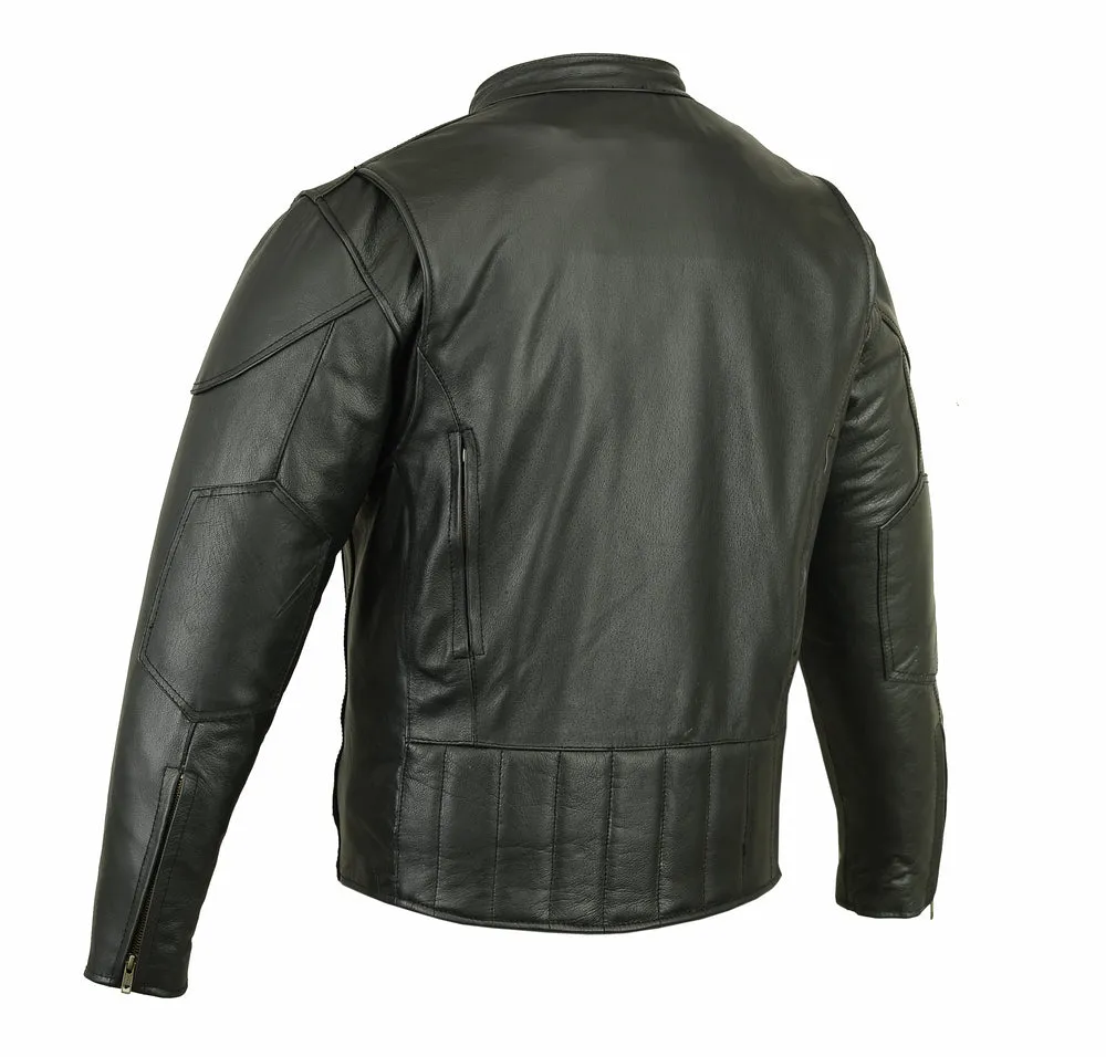 Men's Vented Club Leather Jacket with Plain Sides