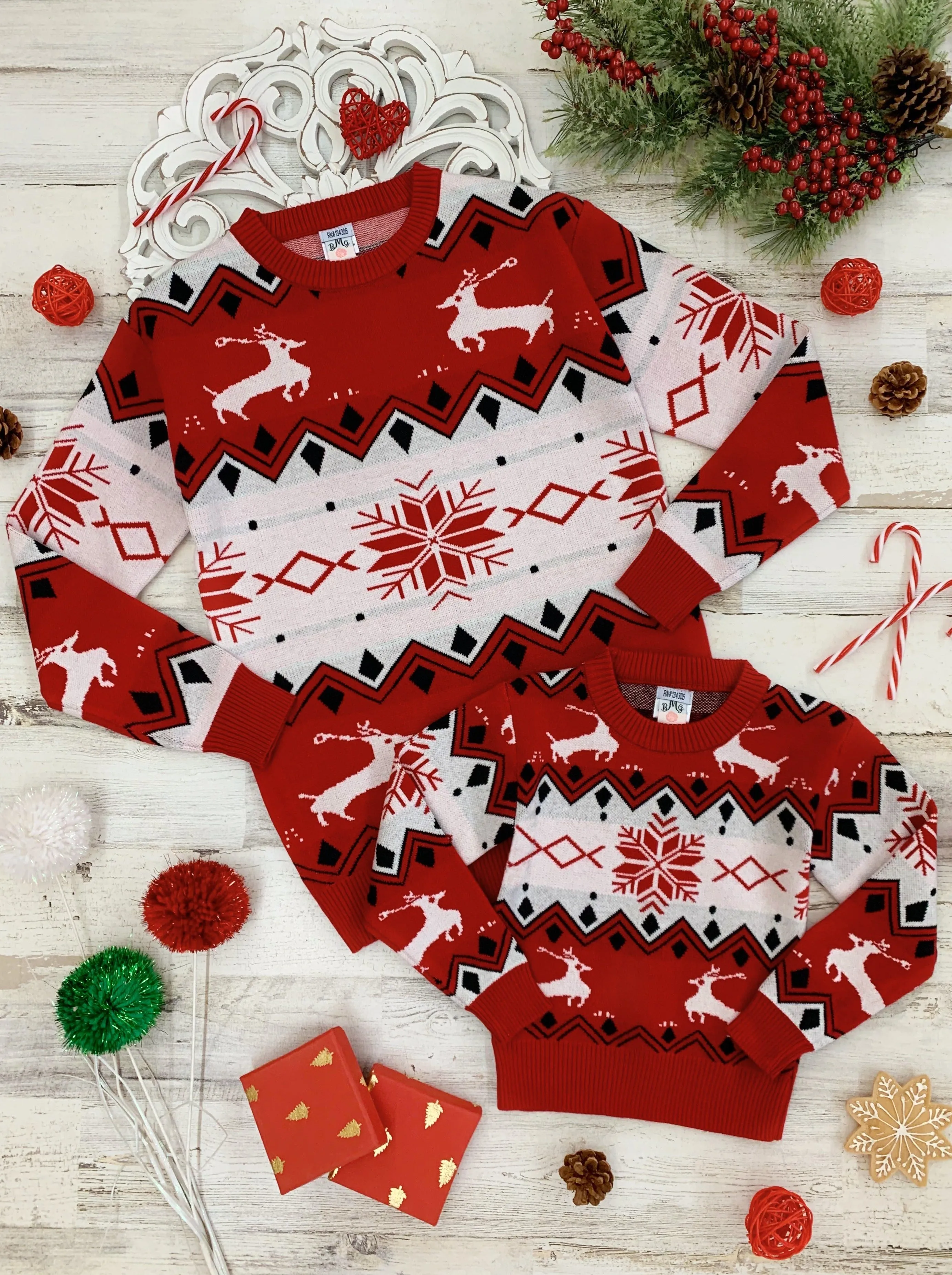 Mommy and Me Cutest Reindeer Knit Sweater