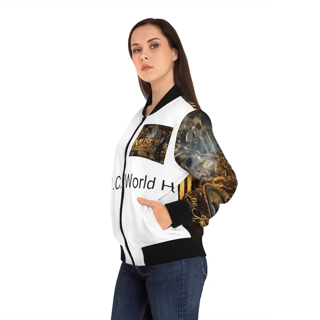 M.U.S.I.C. World HQ  Album Cover Series Women's Bomber Jacket (AOP)