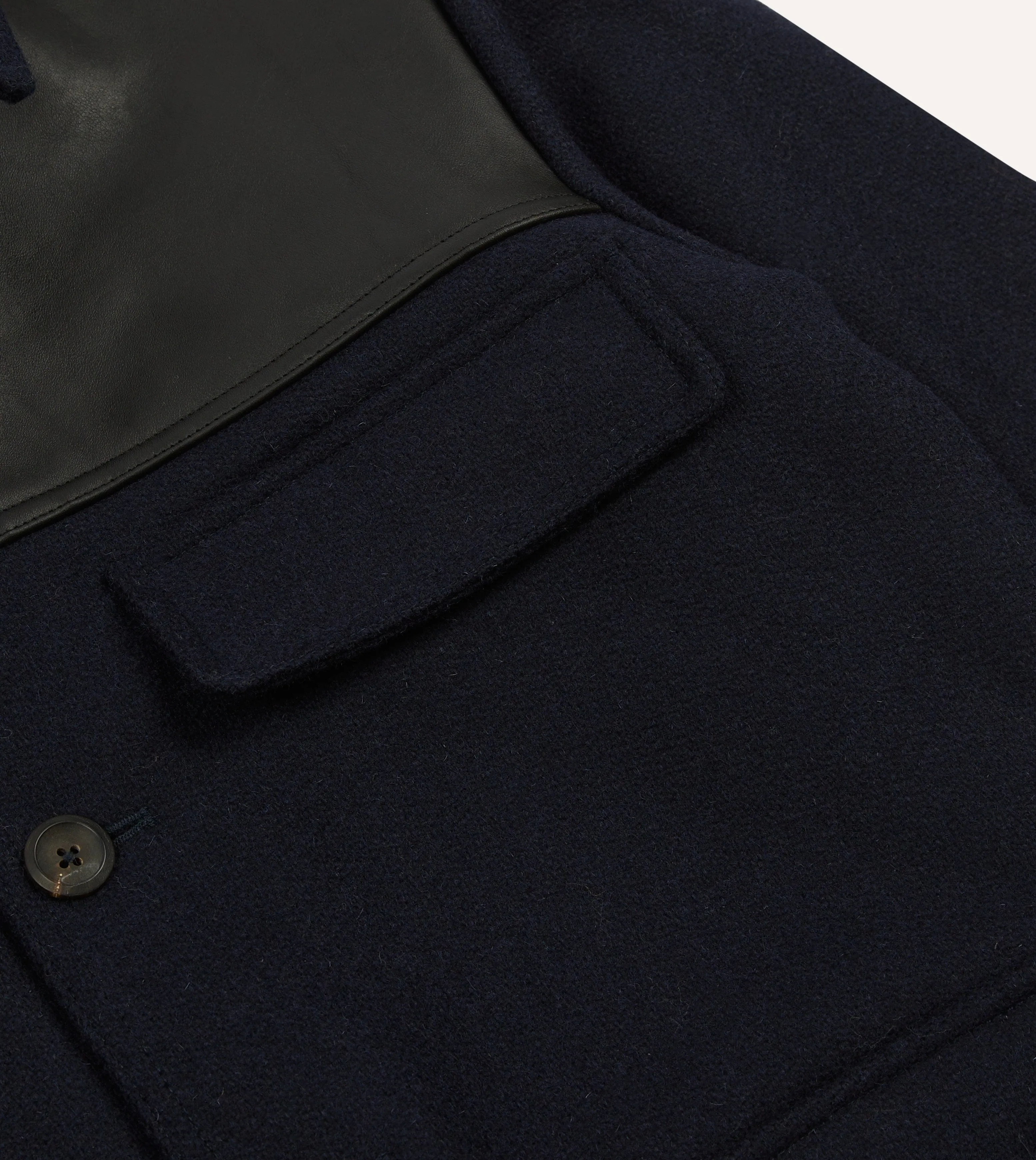 Navy Wool and Leather Donkey Jacket