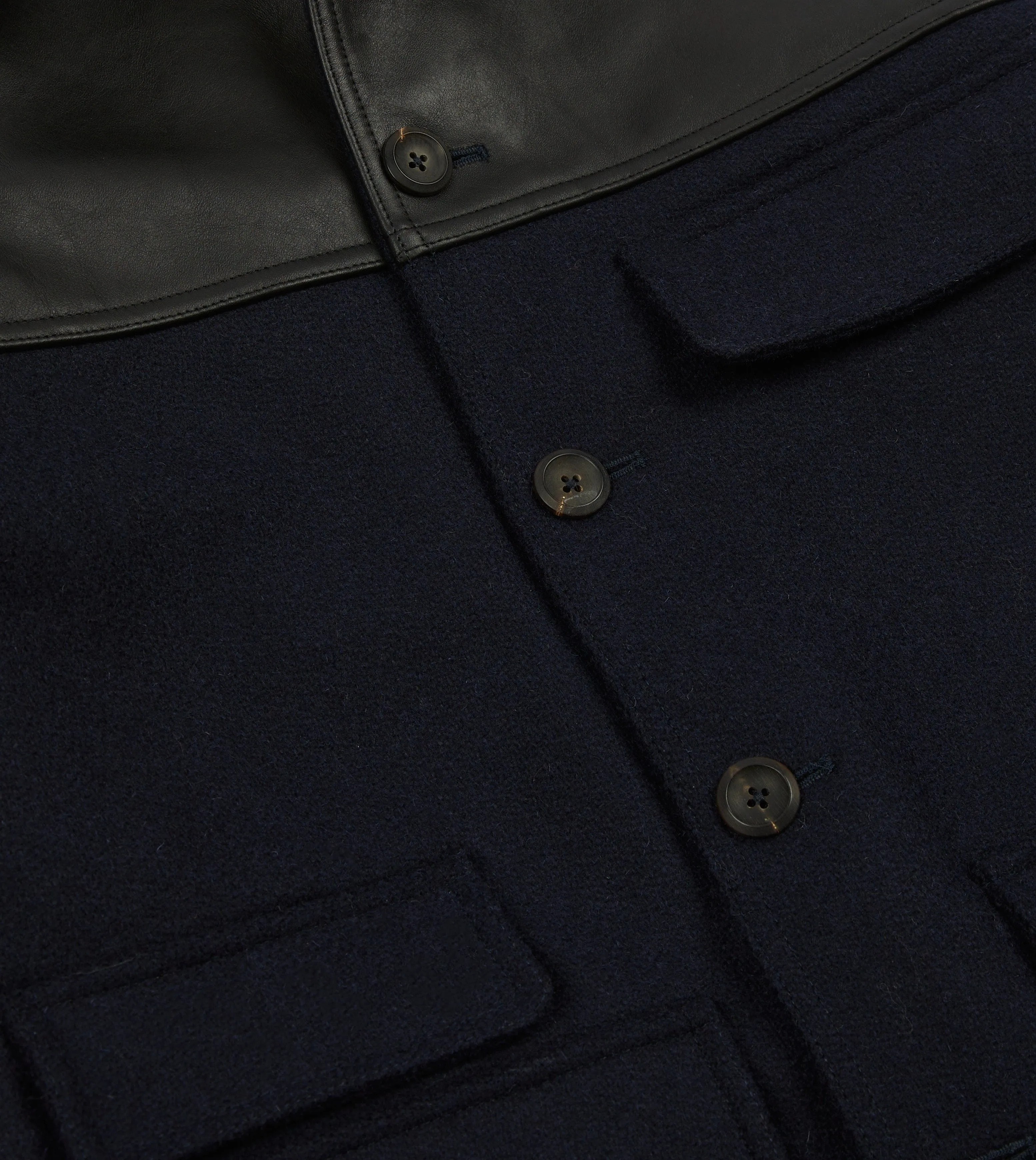 Navy Wool and Leather Donkey Jacket