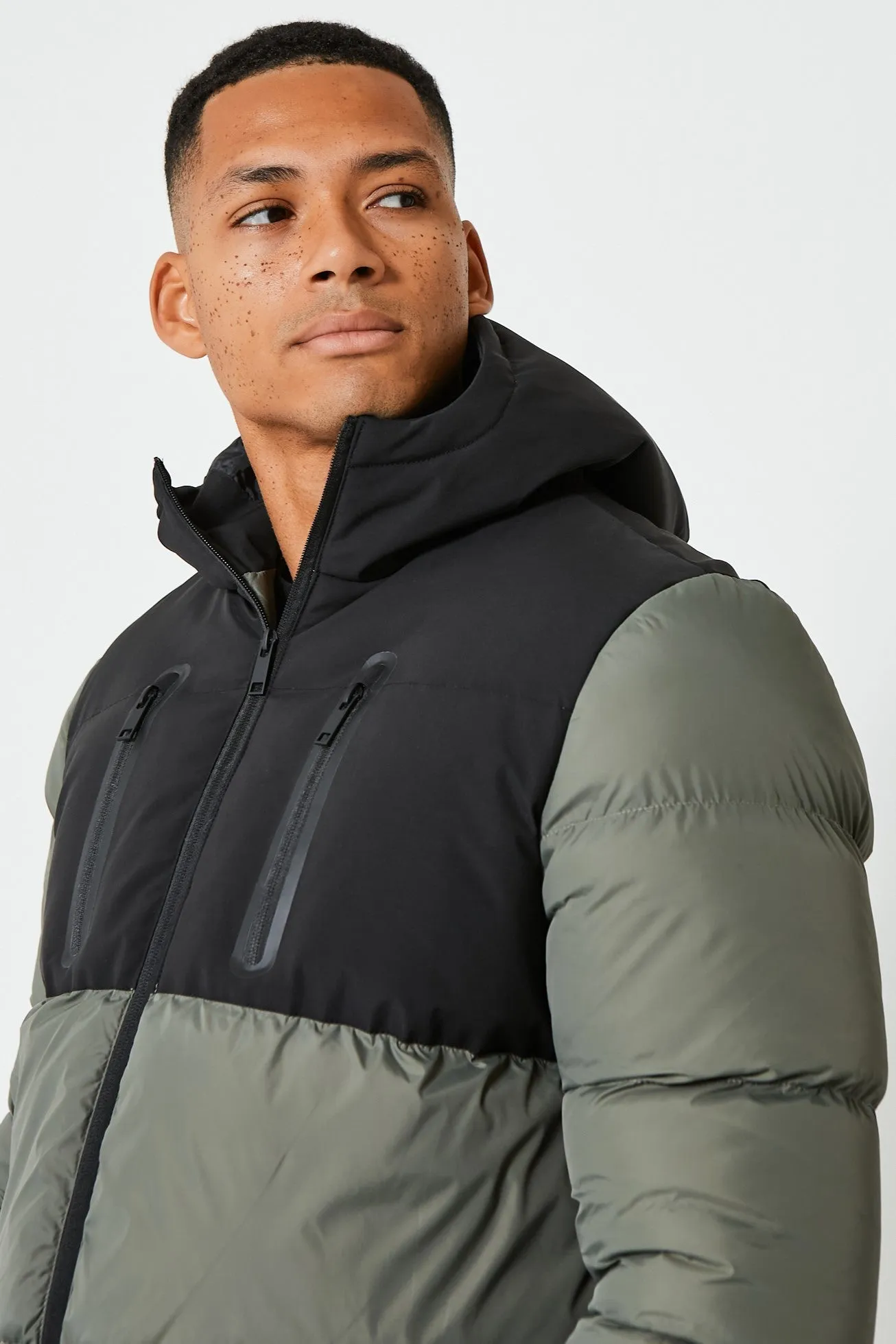 Newcastle Puffer Coat - Khaki/Black