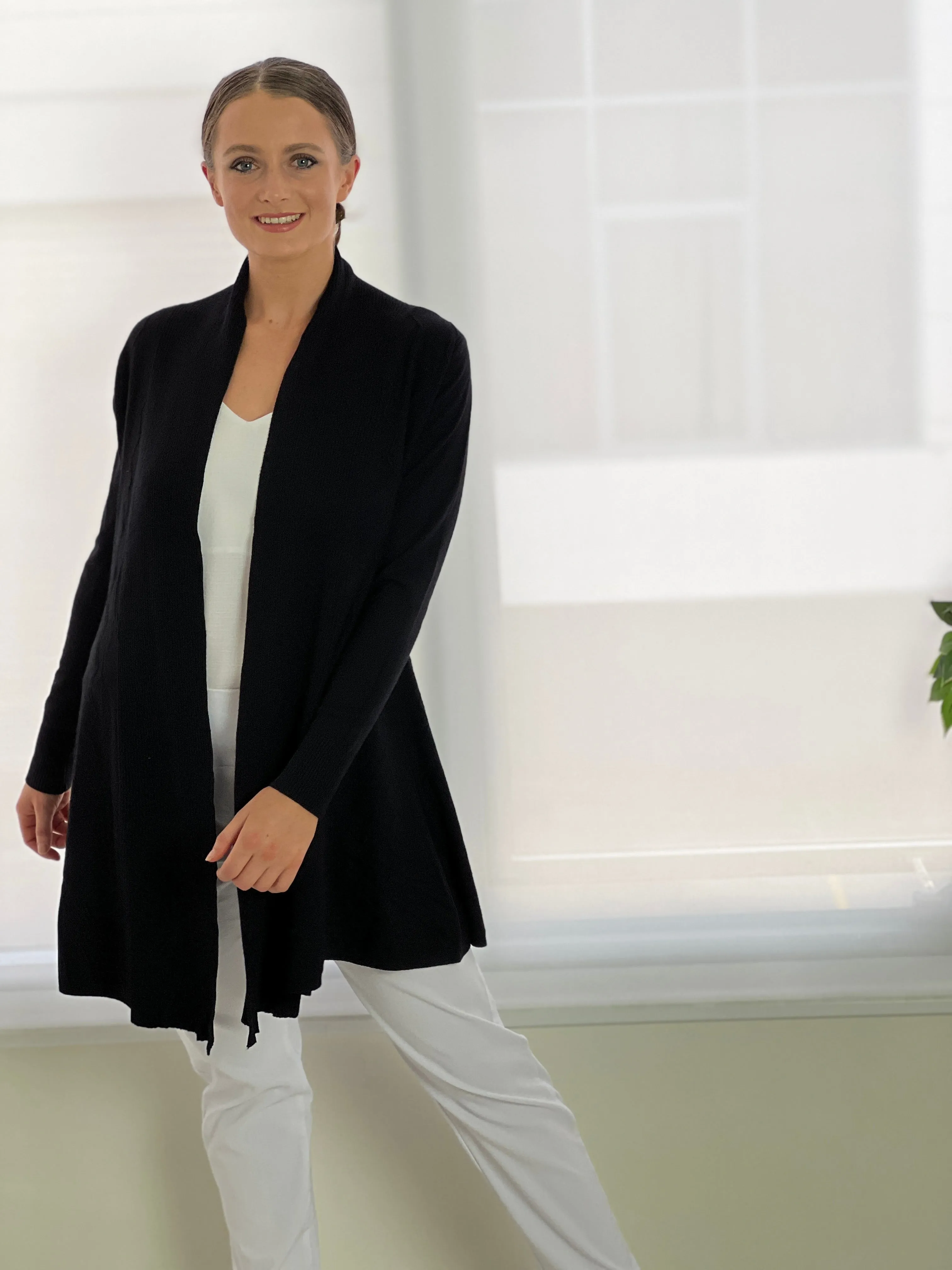 Olinda Black Wool Knit Cardigan