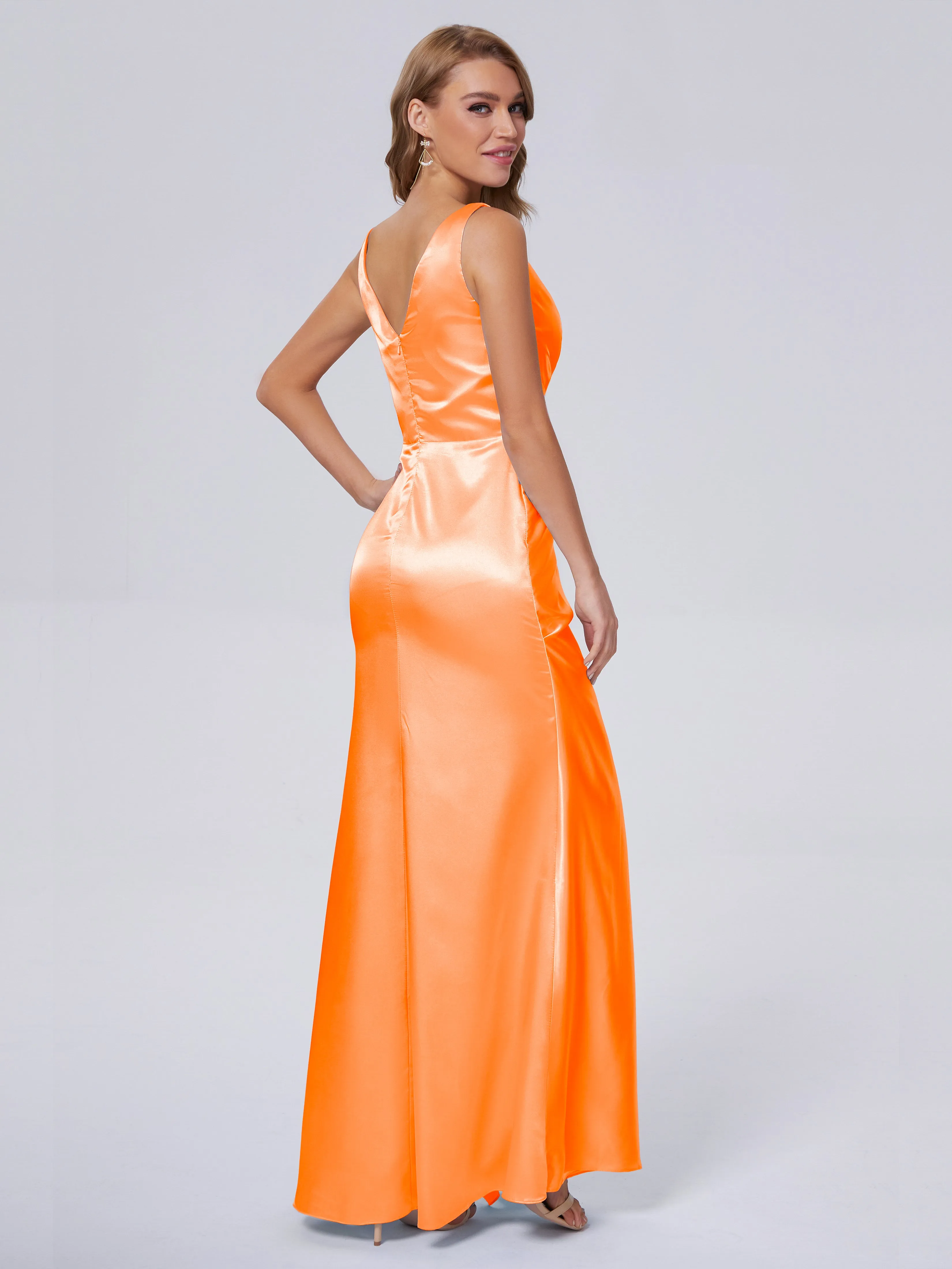 Parker V Neck Soft Satin Bridesmaid Dresses