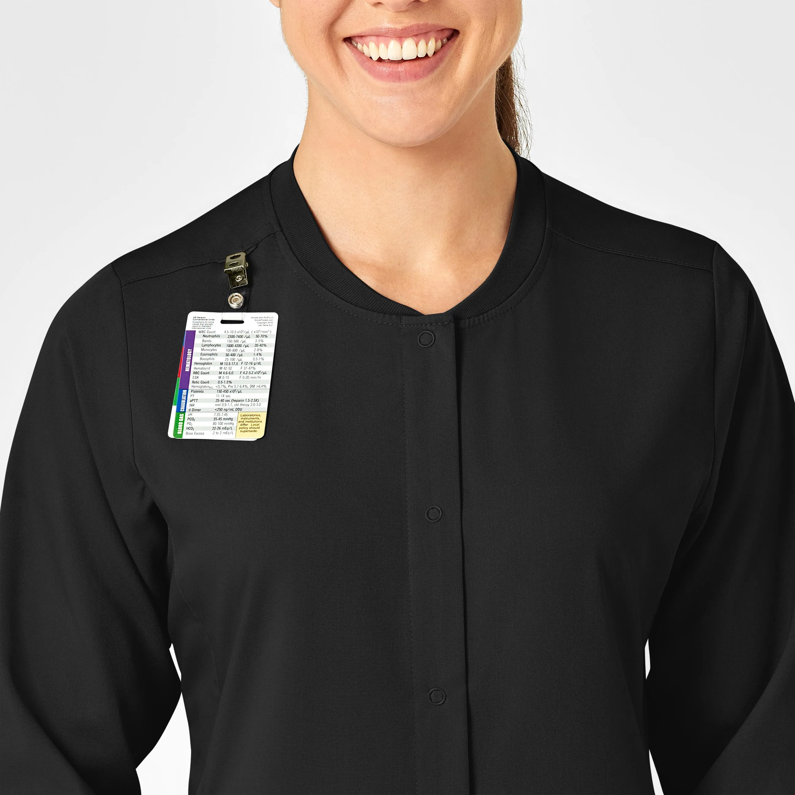 PRO Women's Snap Front Scrub Jacket - Black