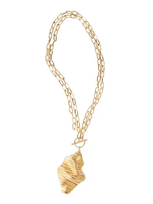 Ripple Textured Warm Gold Necklace