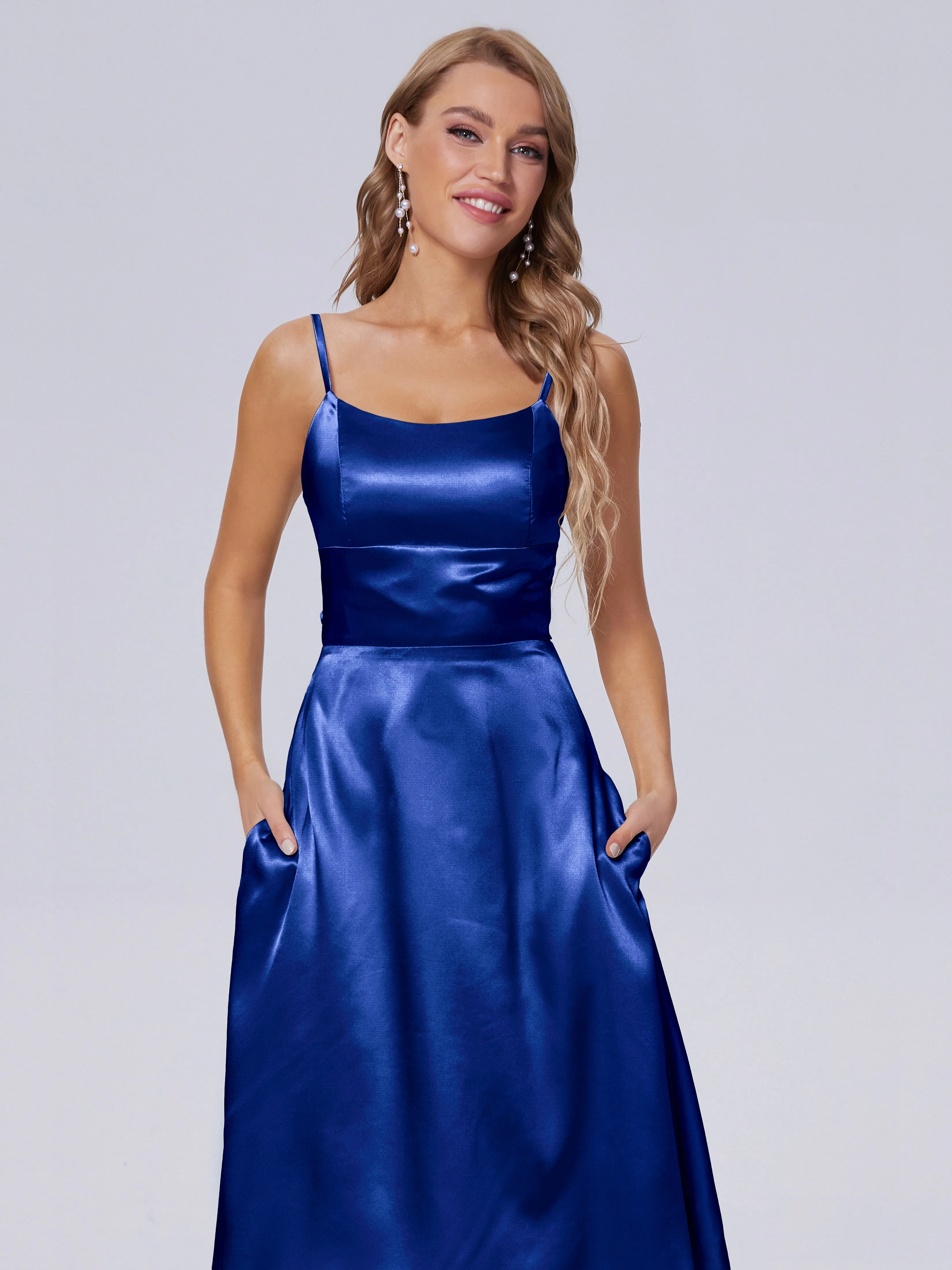 Rowan Knee-length Scoop Bowknot Soft Satin Bridesmaid Dresses