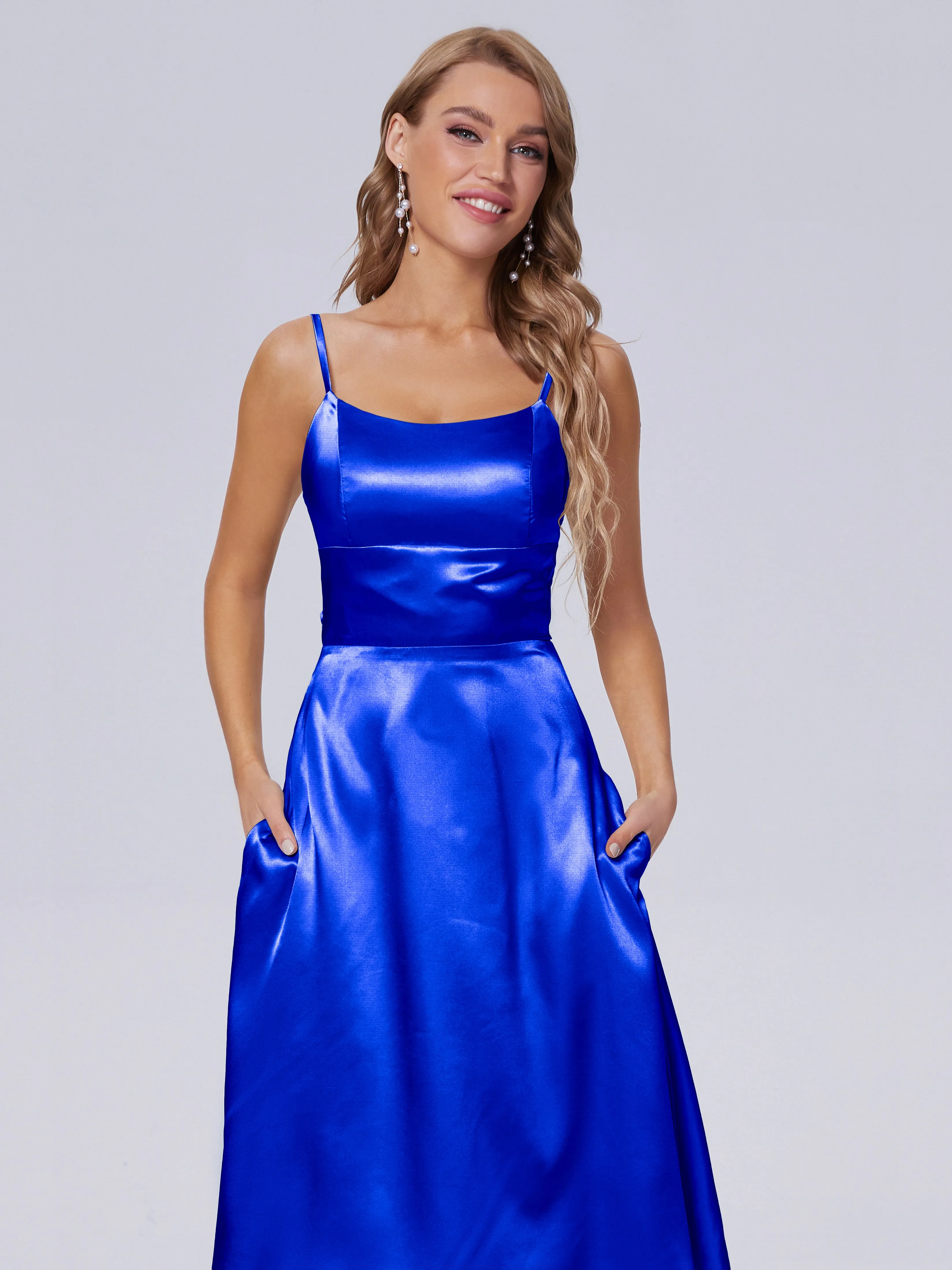 Rowan Knee-length Scoop Bowknot Soft Satin Bridesmaid Dresses