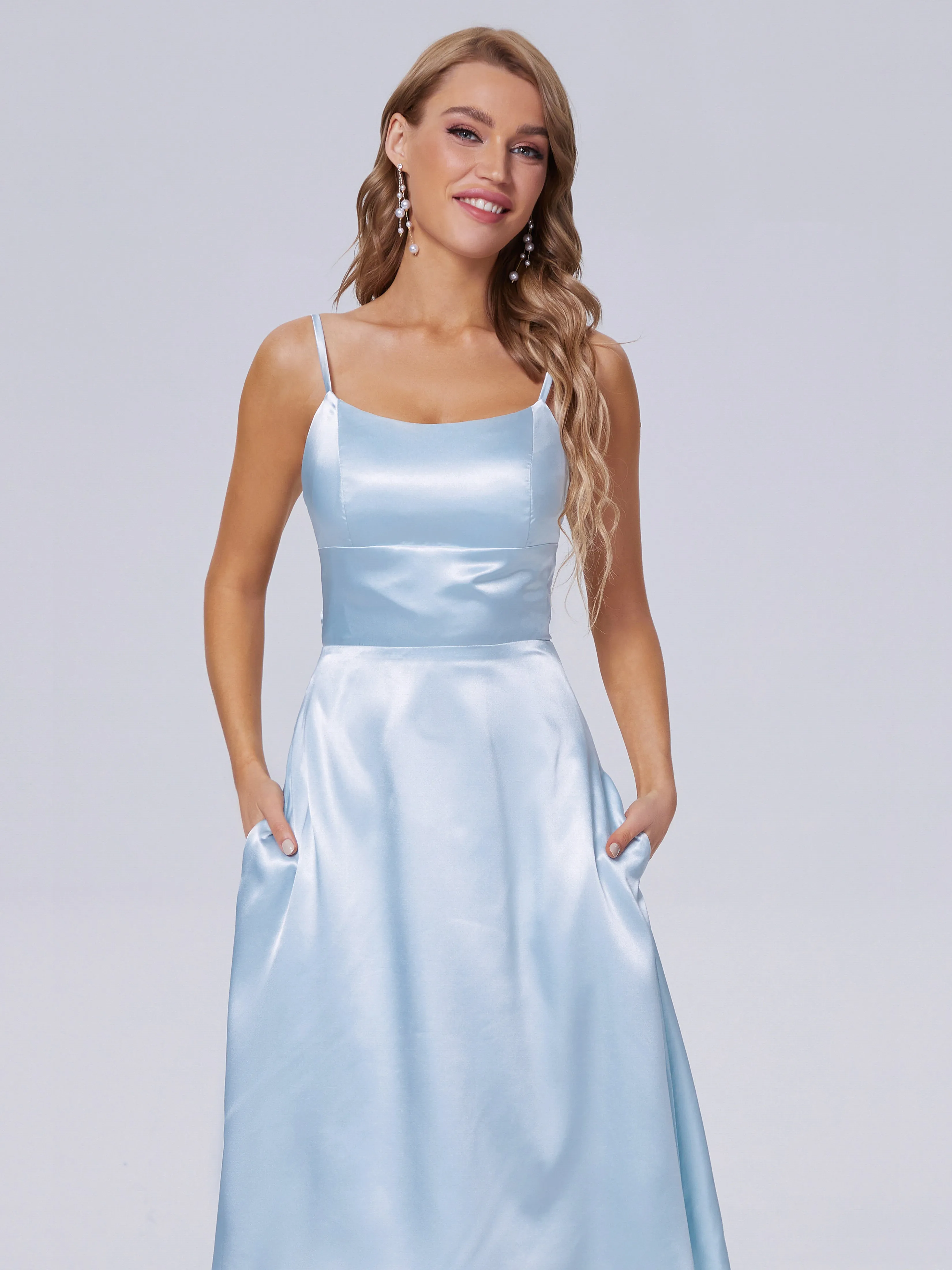 Rowan Knee-length Scoop Bowknot Soft Satin Bridesmaid Dresses