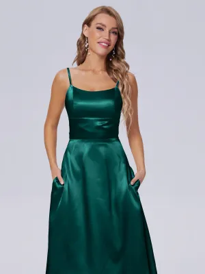 Rowan Knee-length Scoop Bowknot Soft Satin Bridesmaid Dresses