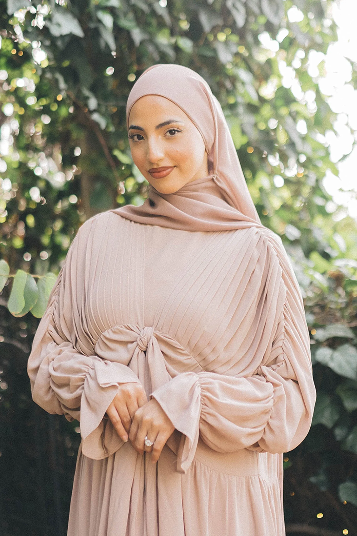 Saleema Chiffon Open Abaya- Dusty Rose