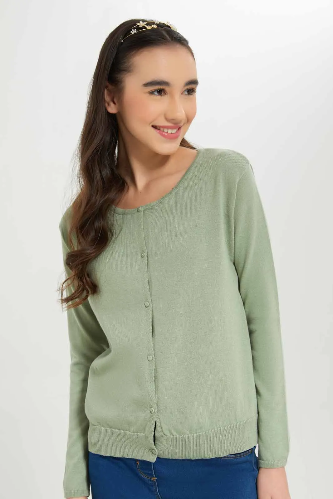 Senior Girls Mint Cardigan