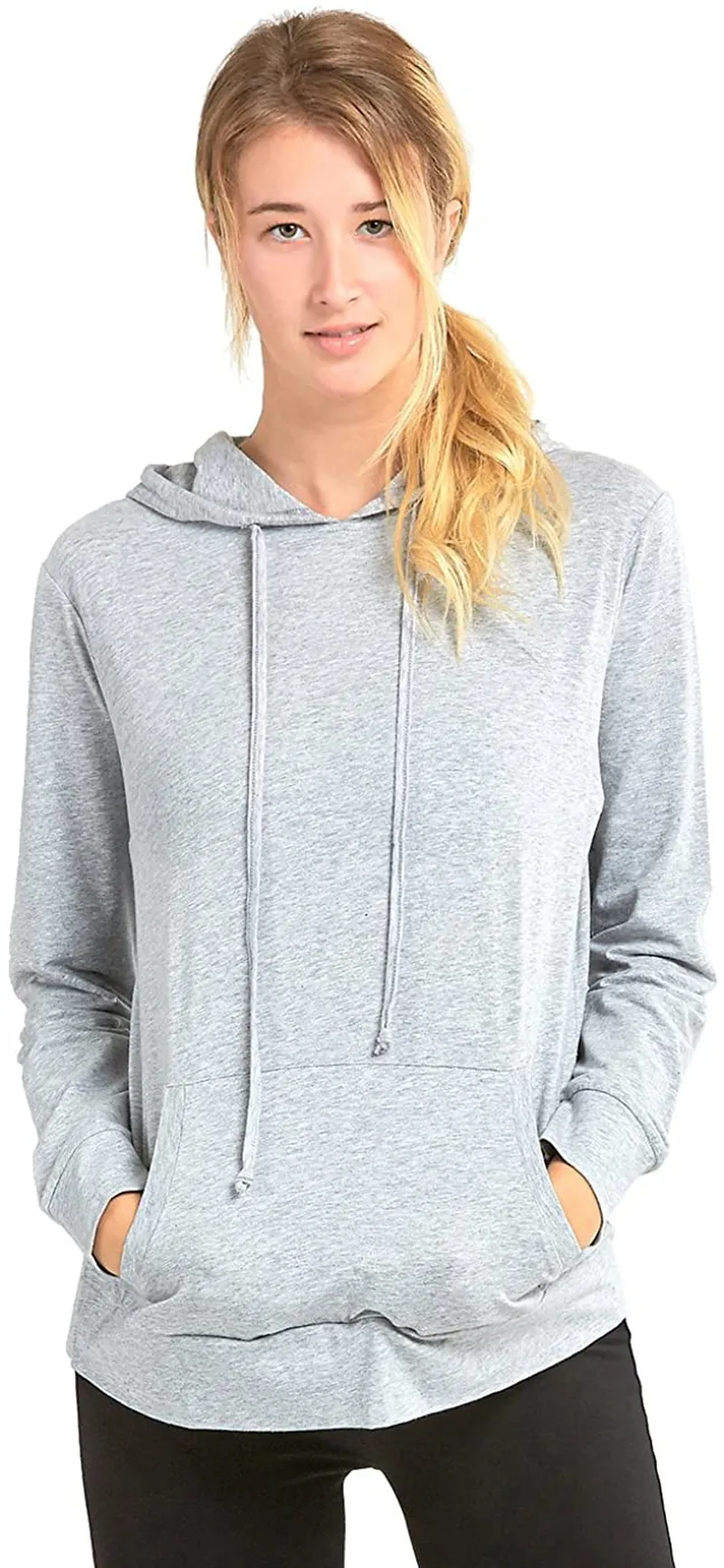 Sofra Women's Thin Cotton Pullover Hoodie Sweater