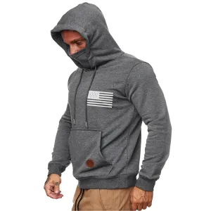 USA FLAG HOODED MASK ZIPPER POCKET HOODIE