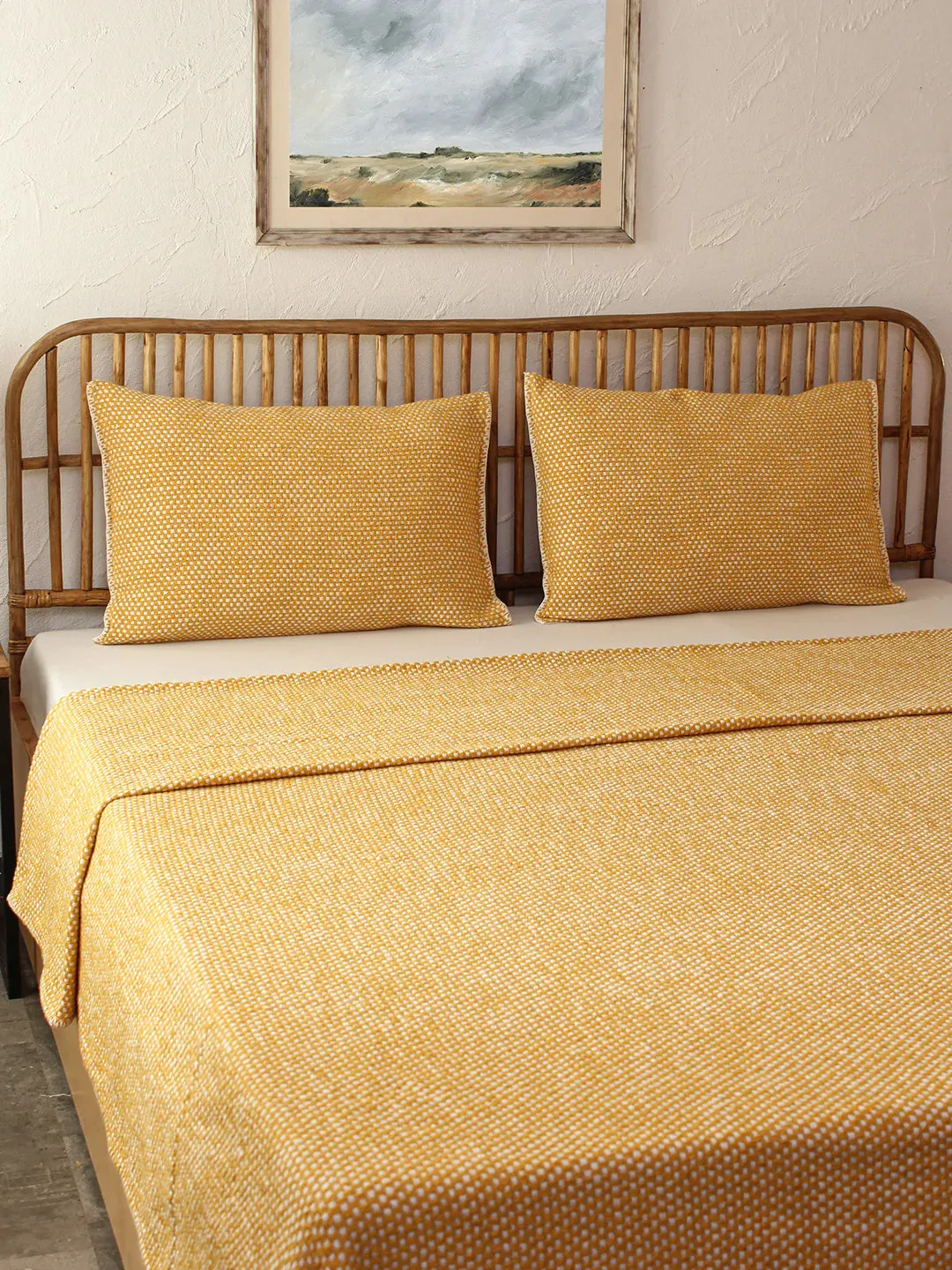 Vindhya Double Bedcover (Yellow)