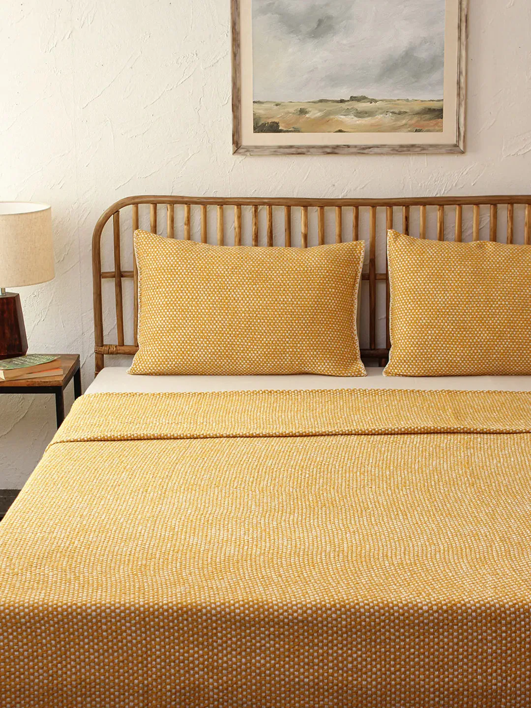 Vindhya Double Bedcover (Yellow)