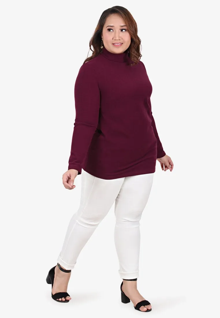 Wahida Warm Turtleneck Inner Top - Burgundy