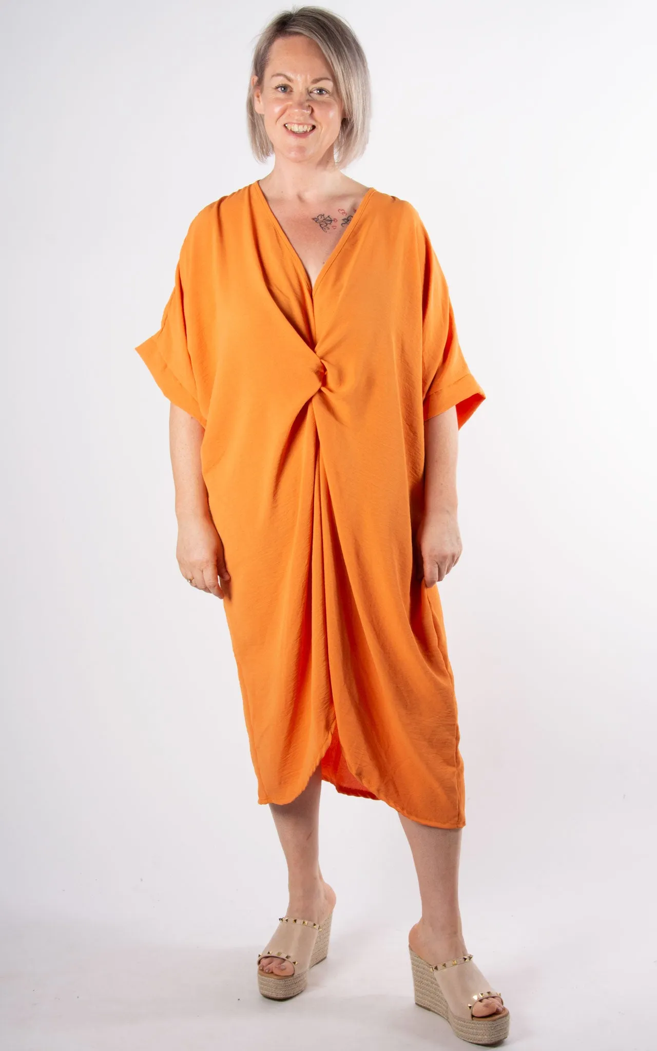 Whoopi V-neck Dress | Orange